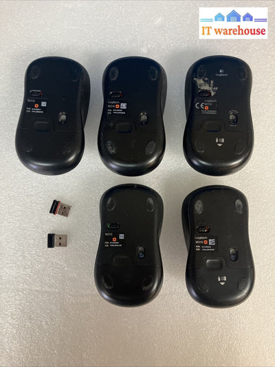 (Lot Of 5) Logitech M310 Wireless Mouse With 2 Usb Receivers *Tested/Working* ~