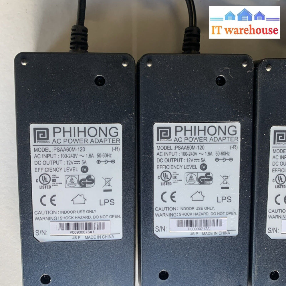 (Lot Of 5) Phihong Psaa60M-120 Tabletop Power Supply 60W 12V 5A Cv