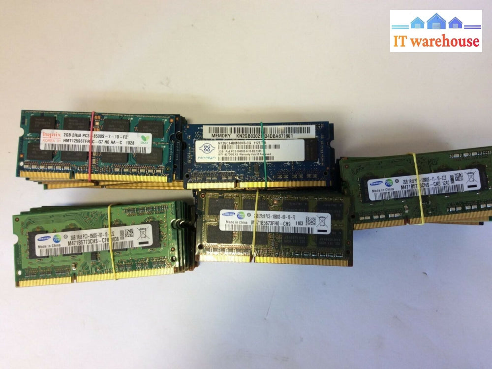 Lot Of 50 Major Brand 2Gb Ddr3 8500S-10600S-12800S Mixed Laptop Ram