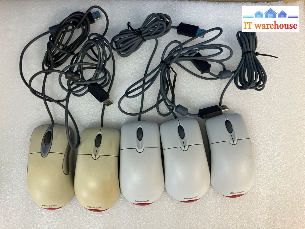 (Lot Of 5X) Mixed Model Microsoft Optical Usb Mouse X802382 X08-70400 *Tested* ~