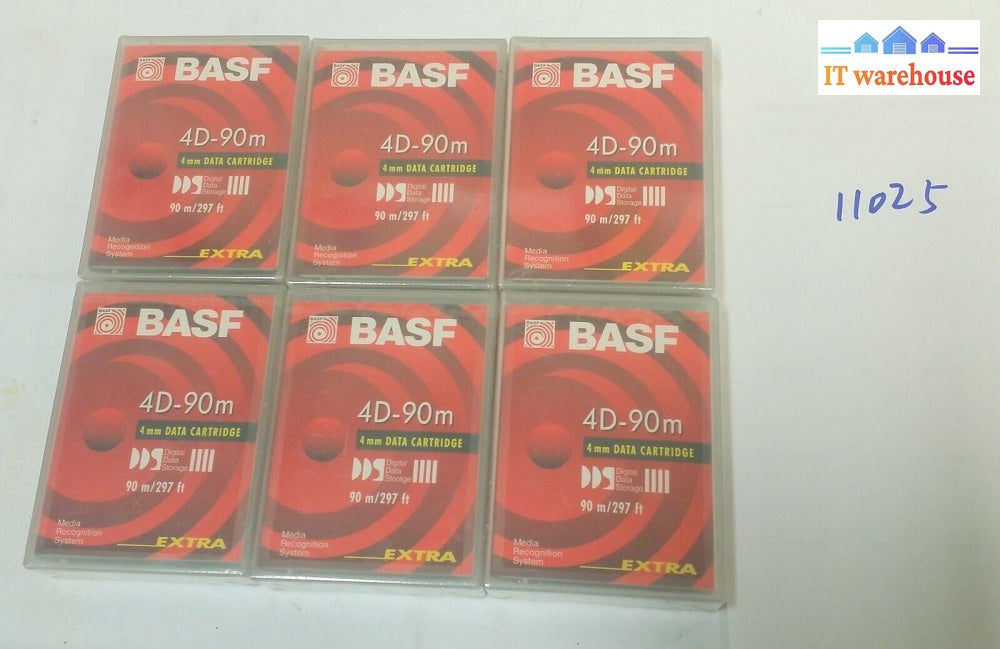 Lot Of 6 Base 4D-90M 4Mm Data Cartridge 90M/297Ft Extra