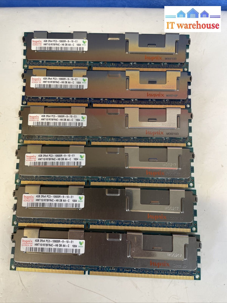 Lot Of 6 Hynix Hmt151R7Bfr4C-H9 4Gb Pc3-10600R Ddr3 1333Mhz Ecc Server Ram