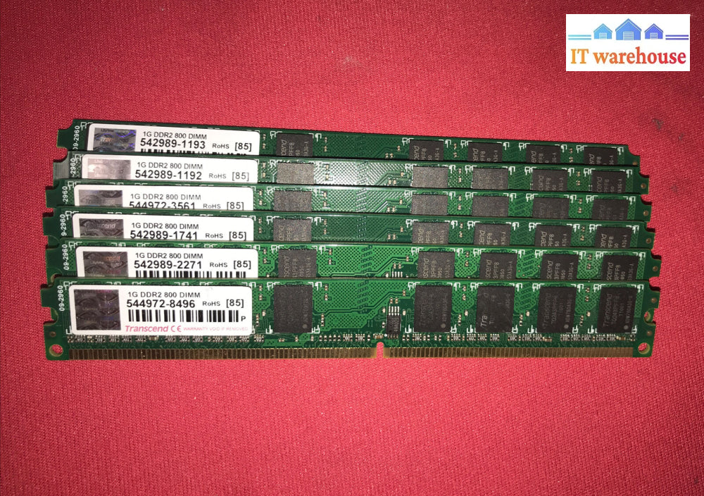 Lot Of 6 Transcend 1Gb Ddr2 800Mhz Low Profile Memory
