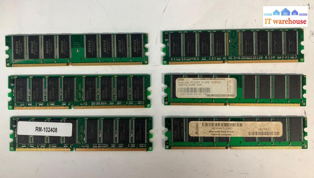 (Lot Of 6X) Mixed Brands & Model Ddr1 Desktop Dimm Memory ~