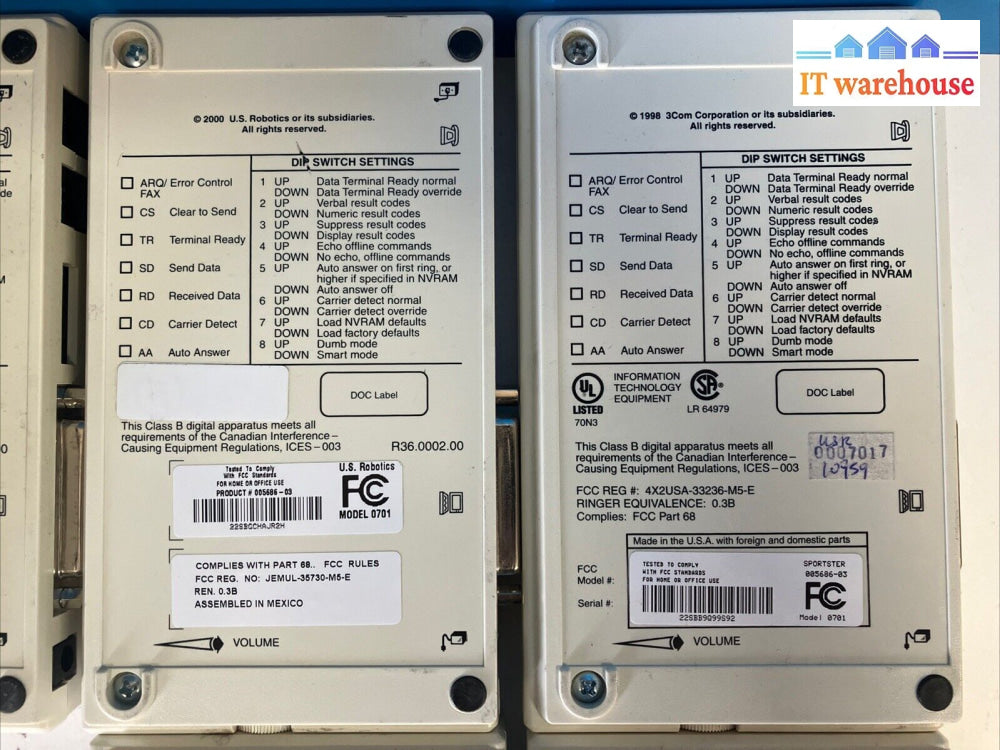 (Lot Of 6X) Us Robotics 0701 Sportster Fax Modem 56K Rs-232 Serial Port (No Ac)~