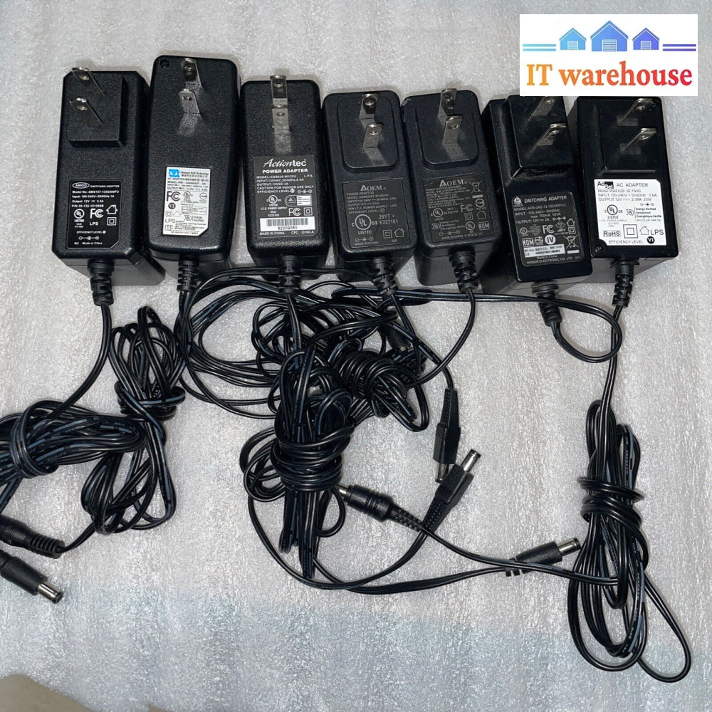 Lot Of 7 12V 2A Or Up Wireless Router/ Modem Ac Power Adapter (With Cord)