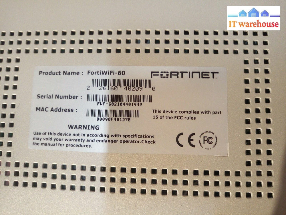 - Lot Of 7 Fortinet Fortiwifi-60 Vpn Firewall Security Appliance Fw-60