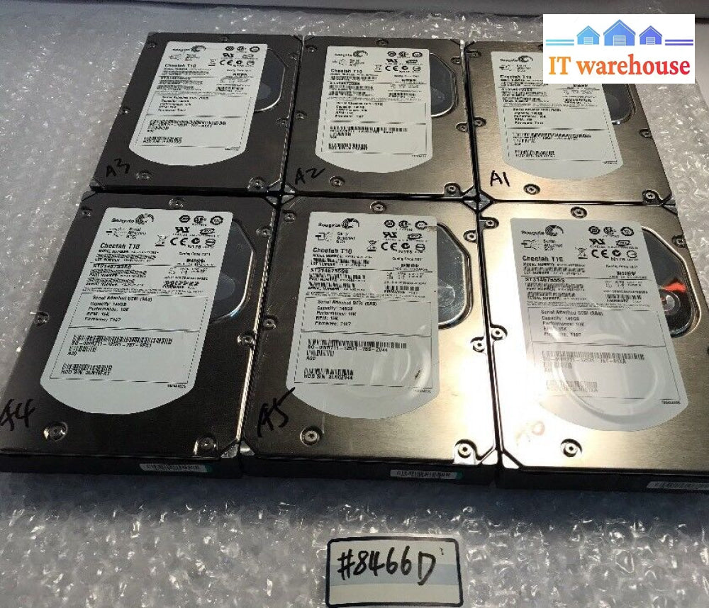 - Lot Of 8 Dell Seagate 146Gb 3Gb Sas 3.5’ Hard Drive Wr711 St3146755Ss @@@