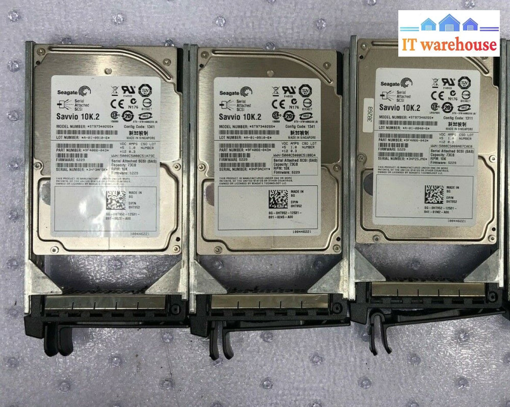 ~Lots Of 3X Dell Ht952 73Gb 10000Rpm 2.5’ Sas Hard Drive St973402Ss W/Caddy @@@