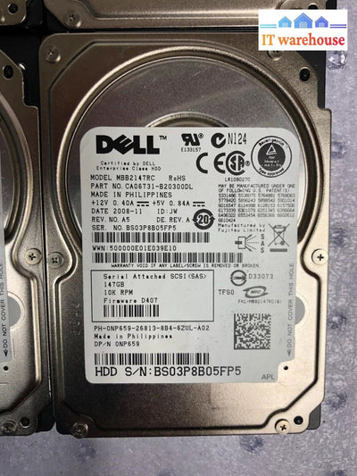 ~Lots Of 8 Dell Np659 147Gb 10000Rpm 2.5’ Sas Hard Drive Mbb2147Rc @@@