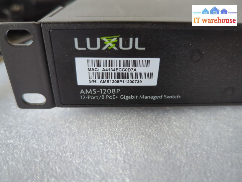 Luxul Ams-1208P Rackmount 12 Port/8 Poe Gigabit Managed Switch -