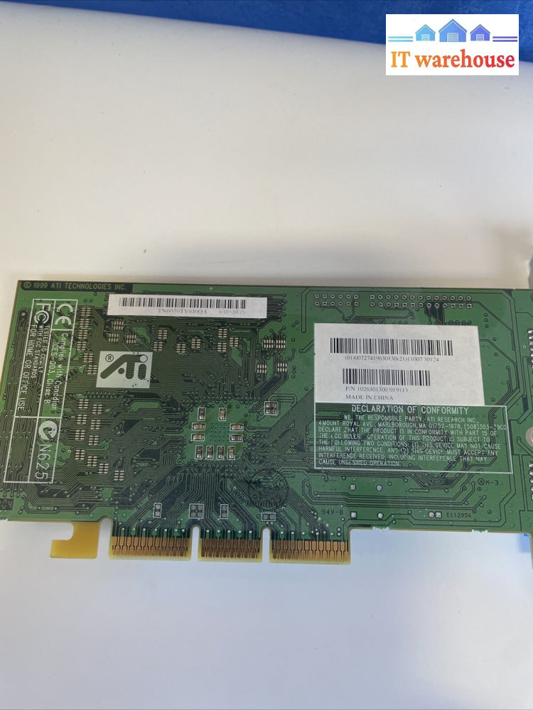 Mac G4 Agp Card Ati Rage 128 630-3102 109-63000-00 R128P 1026301 Dvi Vga Video