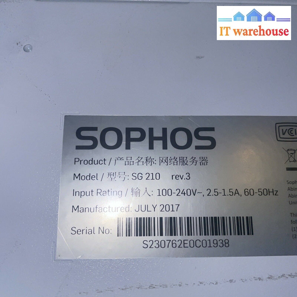 Mainboard For Sophos Sg 210 Rev.3 Network Firewall Security Appliance