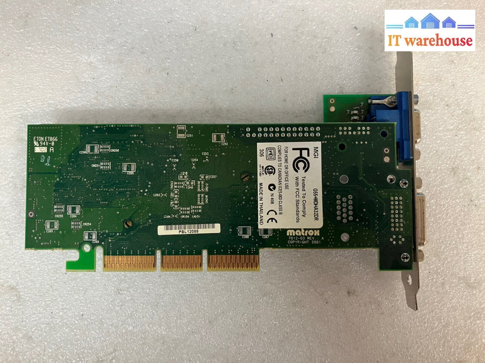 ~ Matrox Millennium G550 32Mb Ddr Agp Dvi Vga G55 + Mdha32Dr Windows 98 Video Card