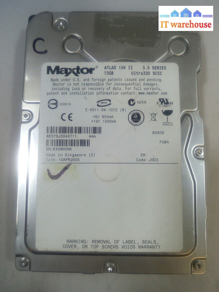 - Maxtor Atlas 15K 73Gb 3.5’ Ultra320 Scsi Server Hard Drive 8E073J0043711