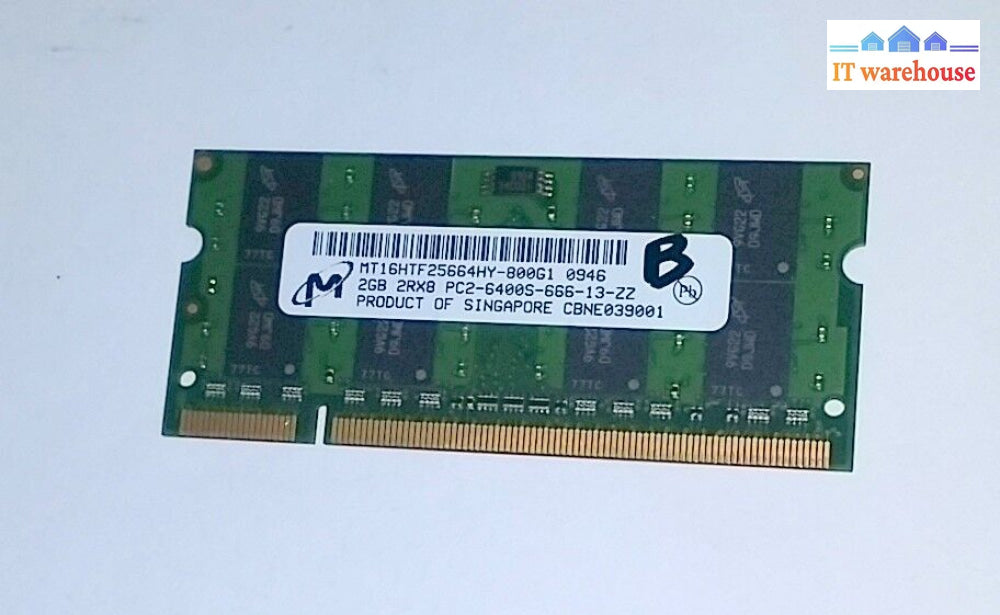 Micron 2Gb Pc2-6400 Ddr2-800Mhz Non-Ecc Unbuffered Cl6 Mt16Htf25664Hy-800G1