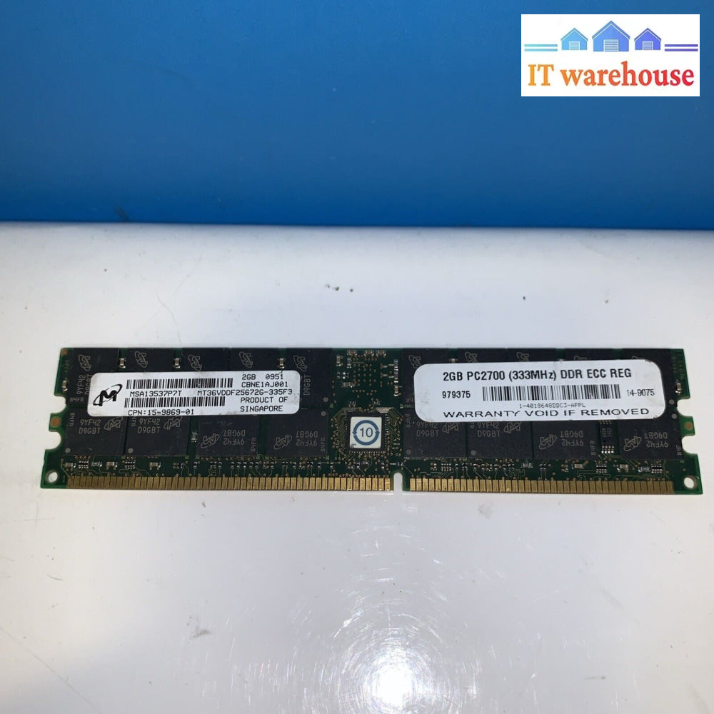 ▶Micron 2Gb Pc2700R Ddr-333Mhz Ecc Reg Server Ram Memory Mt36Vddf25672G-335F3