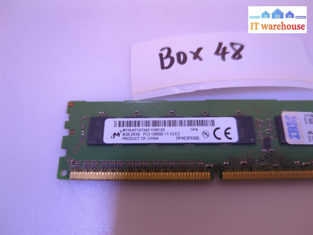 - Micron 8Gb Ddr3 1600Mhz Pc3-12800E Mt18Jsf1G72Az-1G6E1Zg Server Ram Memory