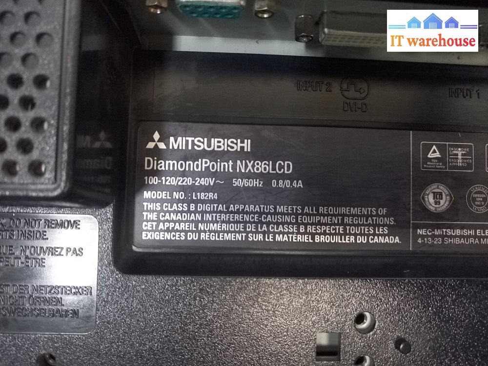 - Mitsubishi Diamondpoint Nx86Lcd L182R4 Stealth Sv-1800N-Dt-Rt Touchscreen