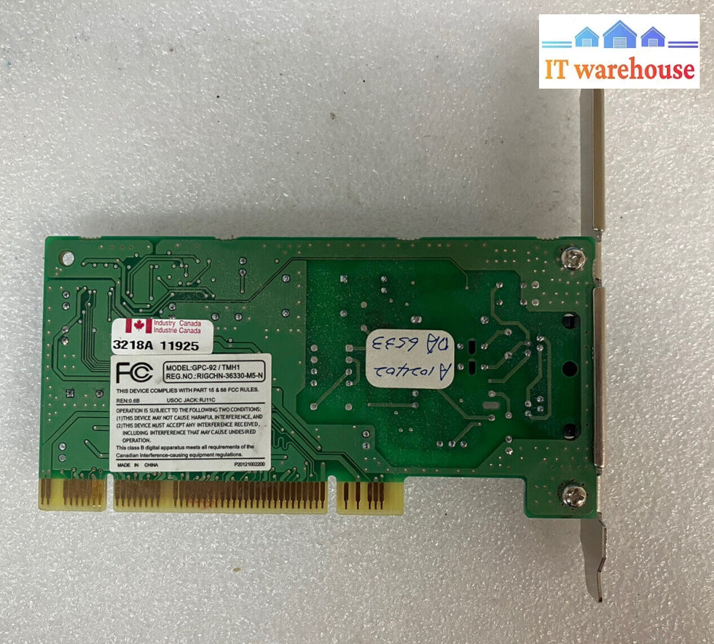 ~ Modem 56K Model: Gpc-92/Tmh1 Dual Port Gvc-Gpci-92/Tmh1 Rj11C