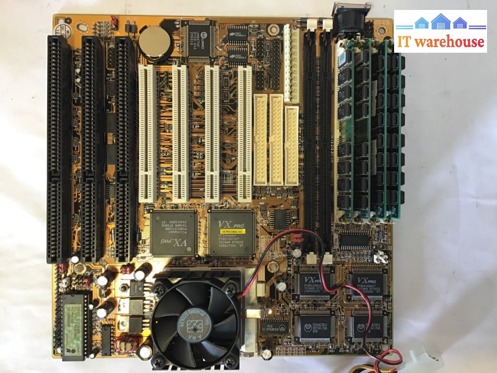 Motherboard With Cyrix 6X86-Pr166 + Gp Cpu + Edo Ram Fan Tested