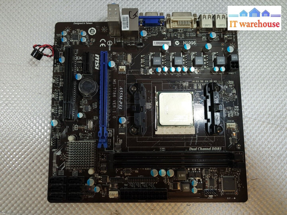 - Msi Microstar A55M-P33 Ms-7786 Socket Fm1 Motherboard With Amd A4-3400 Cpu @@@