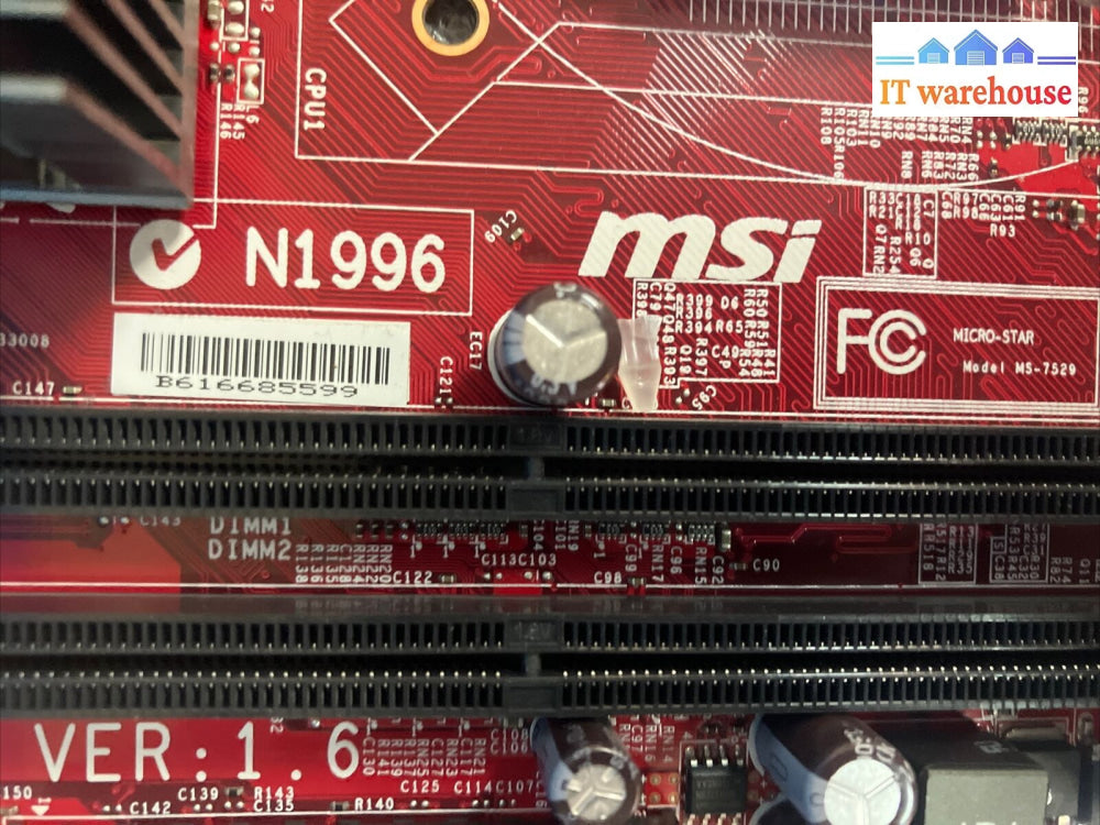 Msi Ms-7529 (G31Tm-P21) Lga 775 Motherboard With Intel E4500 Cpu & I/O Plate ~