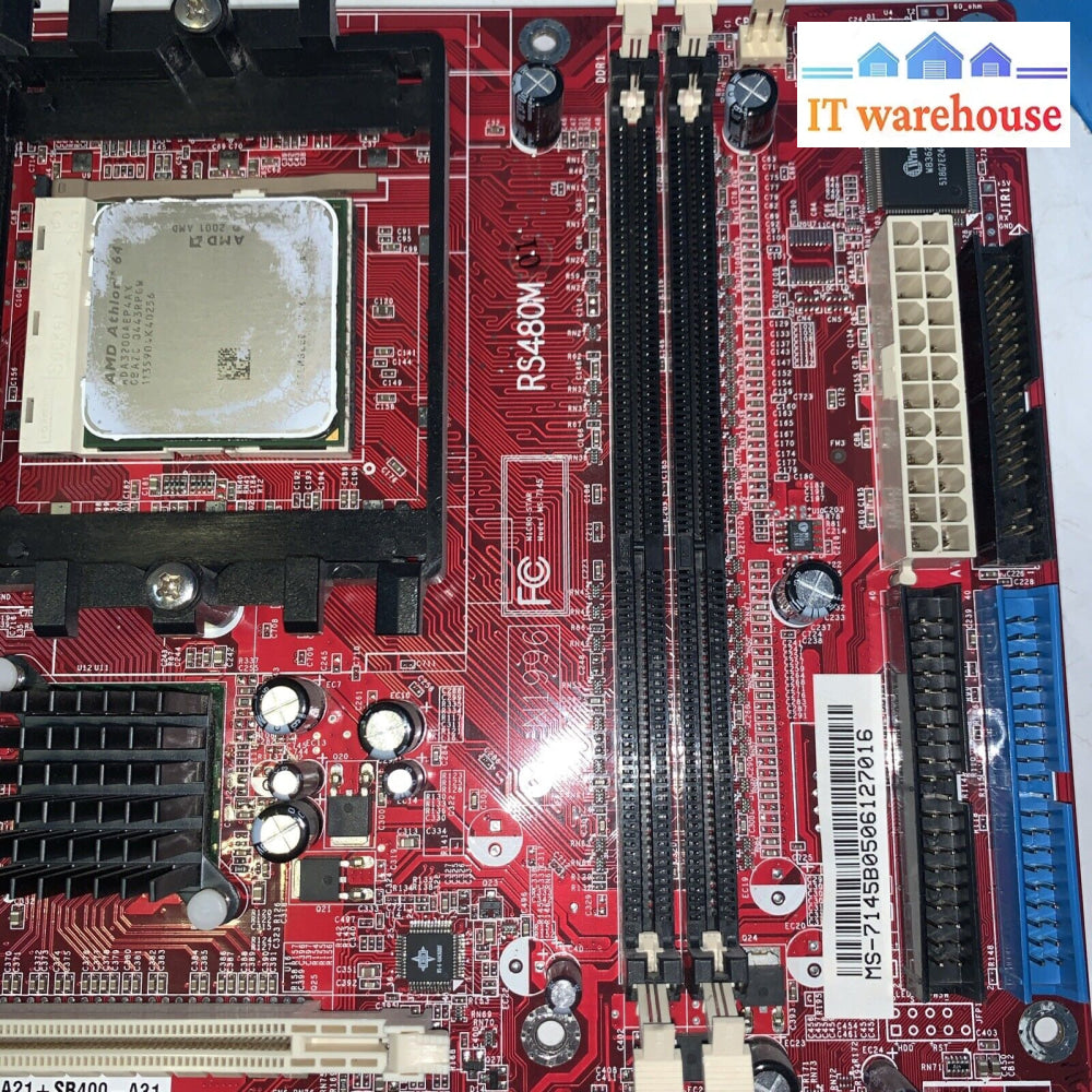 Msi Rs480M Socket 754 Motherboard + Cpu