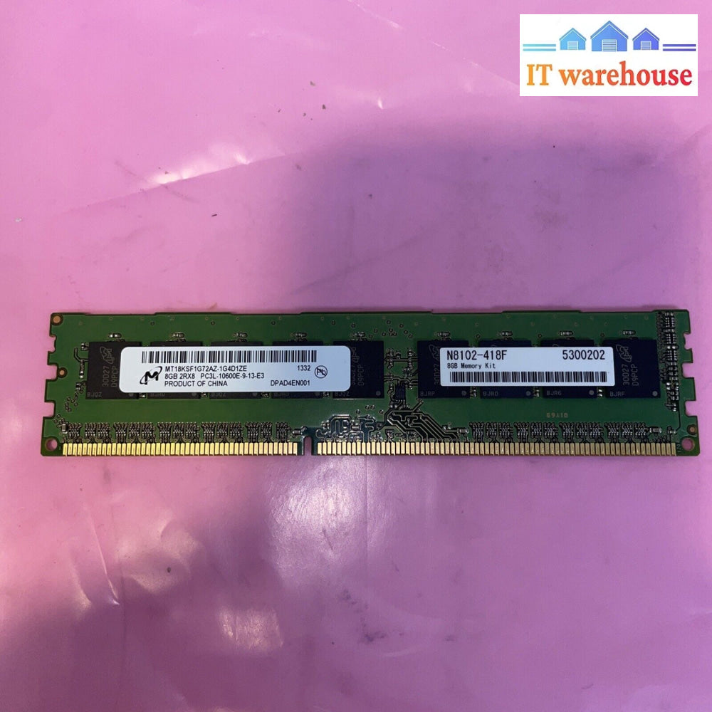 Mt18Ksf1G72Az-1G4E1Ze Micron 8Gb Pc3-10600 Ddr3-1333Mhz Ecc Memory