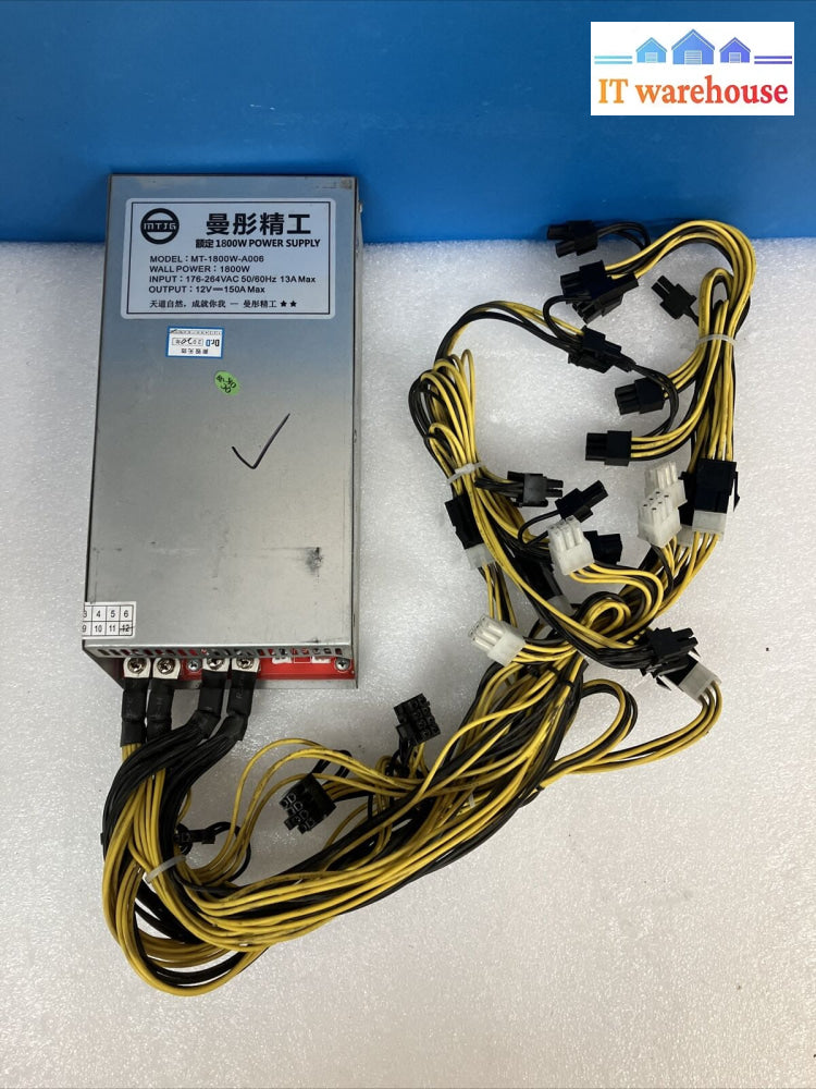 Mtjg Mt-1800W-A006 12V-150A 1800W 12X (6 + 2) Pin & 4X 6-Pin Output Power Supply ~