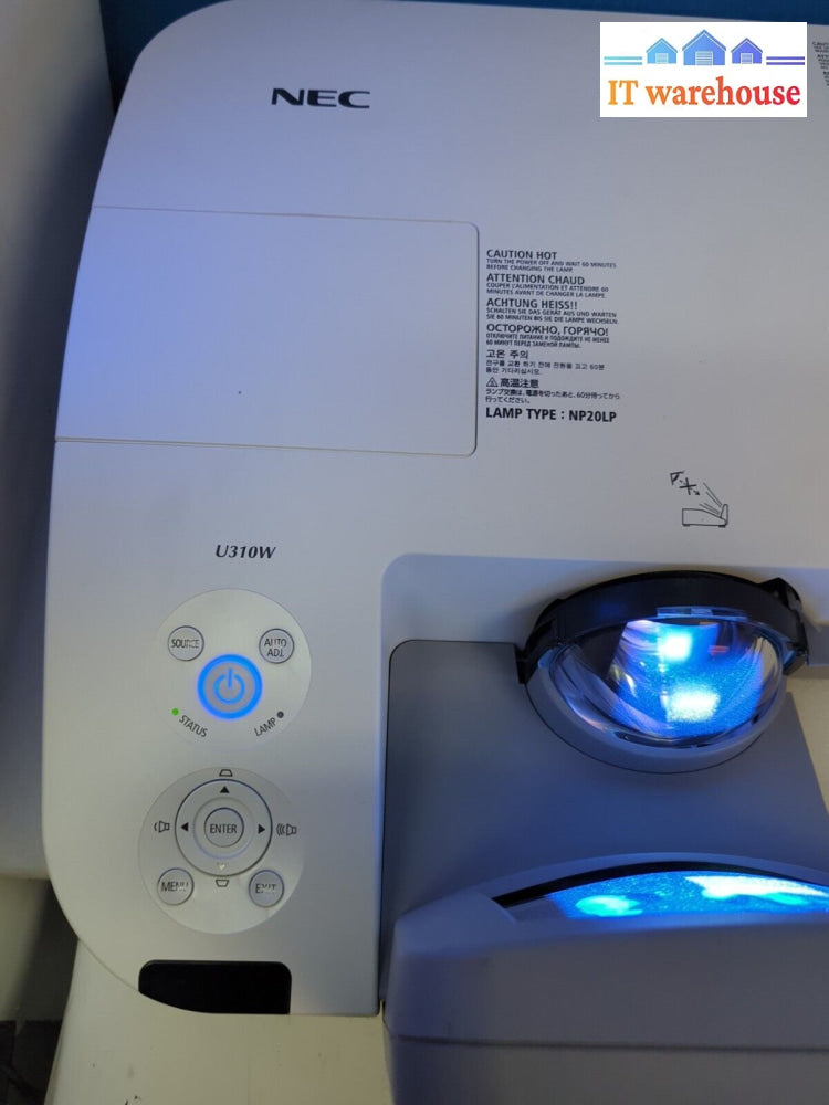 - Nec U310W Dlp Projector Ultra Short Throw 3100 Lumens (Lamp 369 Hours Used)