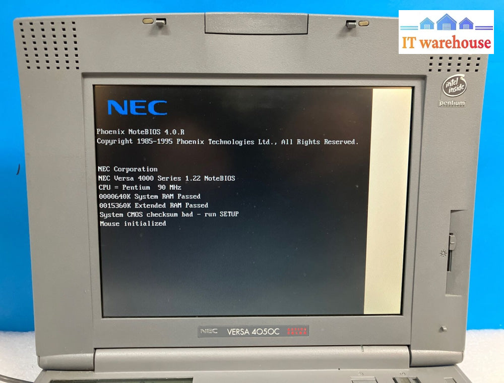 ~ Nec Versa Pc-6110-11602D Laptop Pentium Cpu 16Mb Ram W/ Ac (Bad Screen Read!)