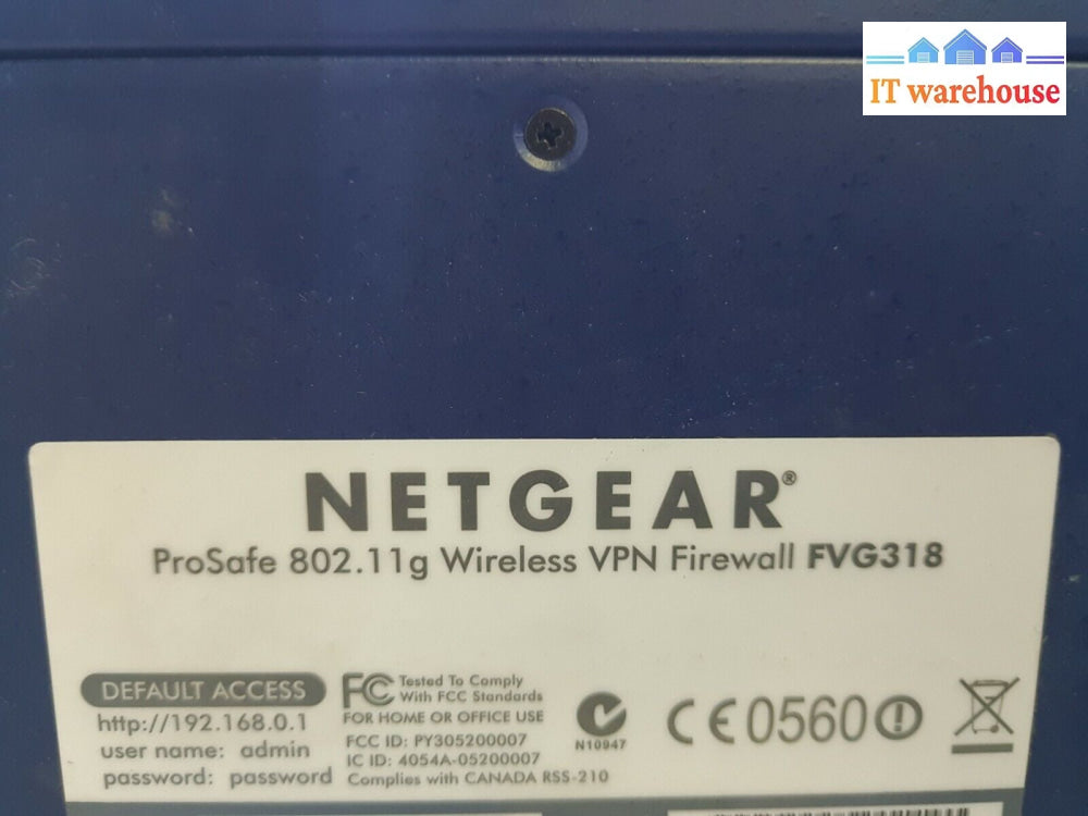 - Netgear Fvg318 Prosafe 802.11G Wireless Vpn Firewall 8-Port With Adapter