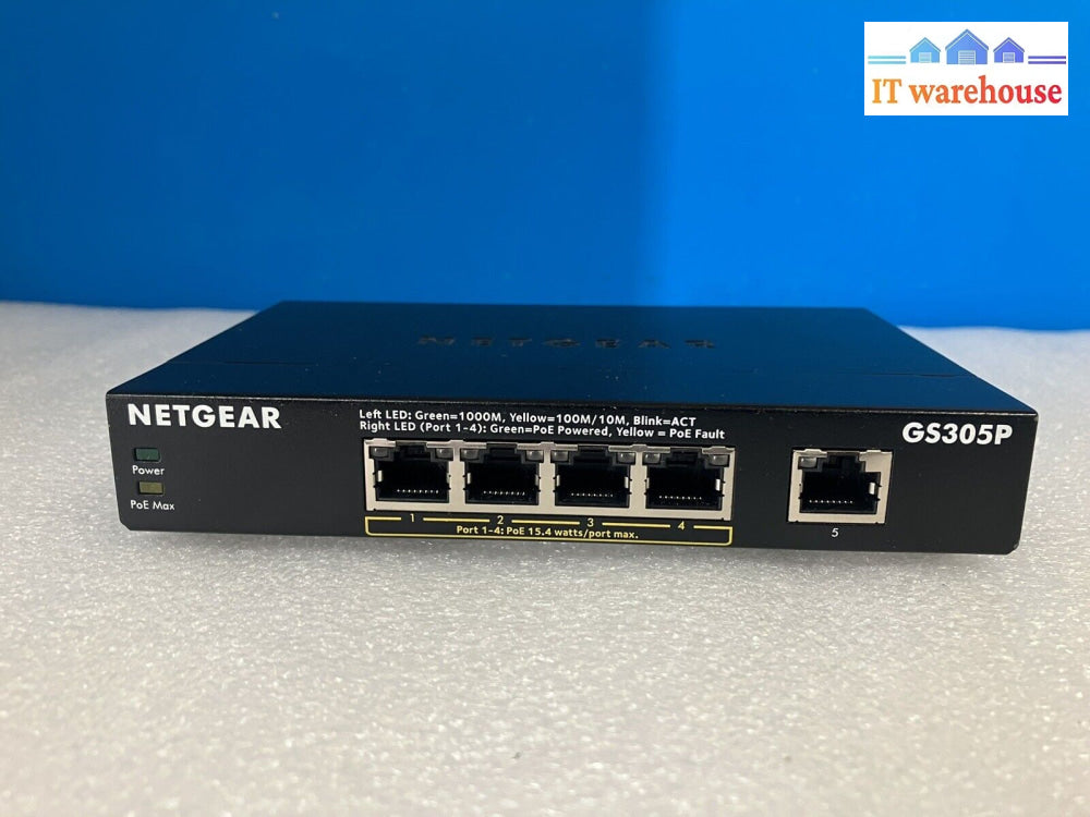 ~ Netgear Gs305P 5-Port Unmanaged Poe Switch (No Charge Adapter)