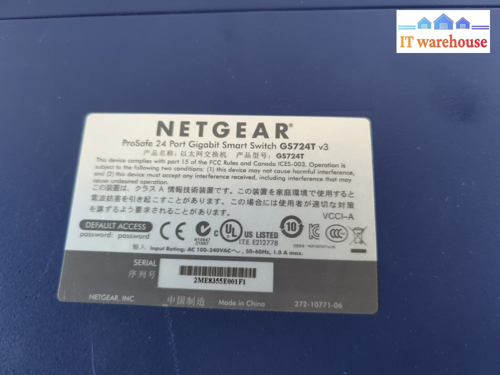 Netgear Gs724T V3 24-Port Gigabit Duo Sfp Port Ethernet Switch With Ears