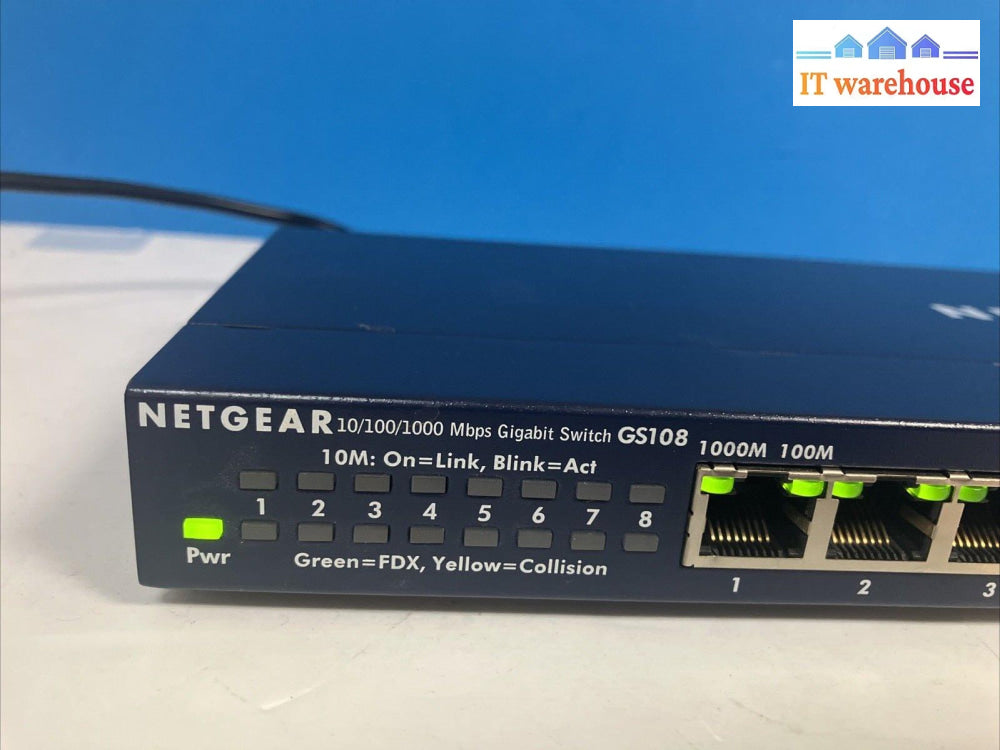 Netgear Prosafe 8-Port Gigabit Ethernet Network Switch Model Gs108 With Ac ~