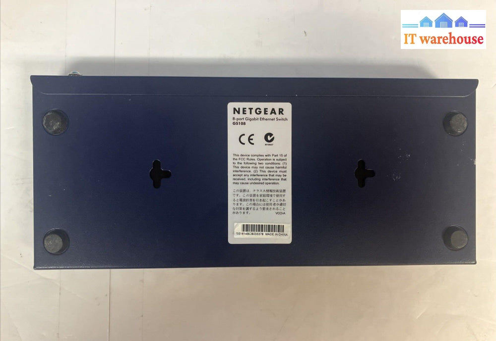 Netgear Prosafe 8-Port Gigabit Ethernet Network Switch Model Gs108 With Ac ~