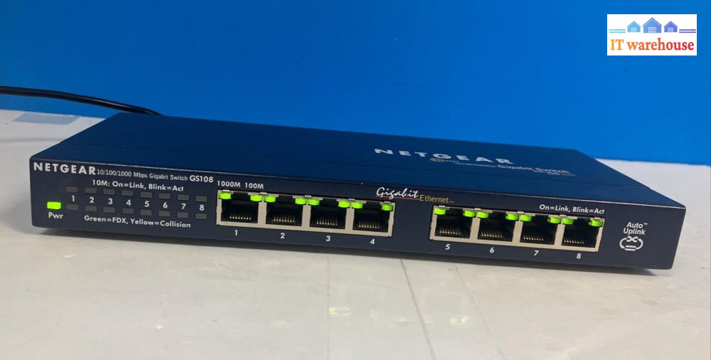 Netgear Prosafe 8-Port Gigabit Ethernet Network Switch Model Gs108 With Ac ~