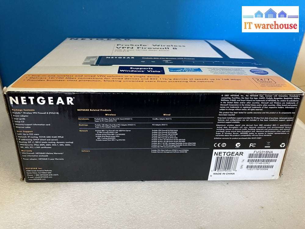 ~ Netgear Prosafe Fvs318 8-Port Gigabit Vpn Firewall