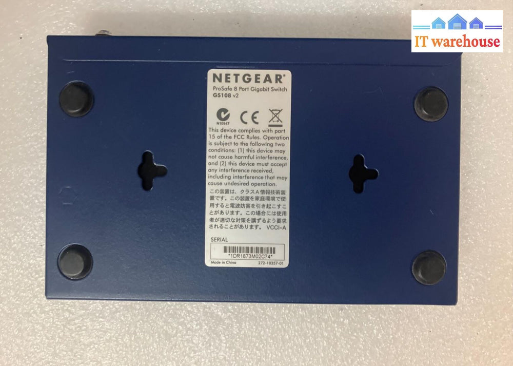 Netgear Prosafe (Gs108 V2) 8-Port Gigabit Ethernet Switch With Power Adapter ~