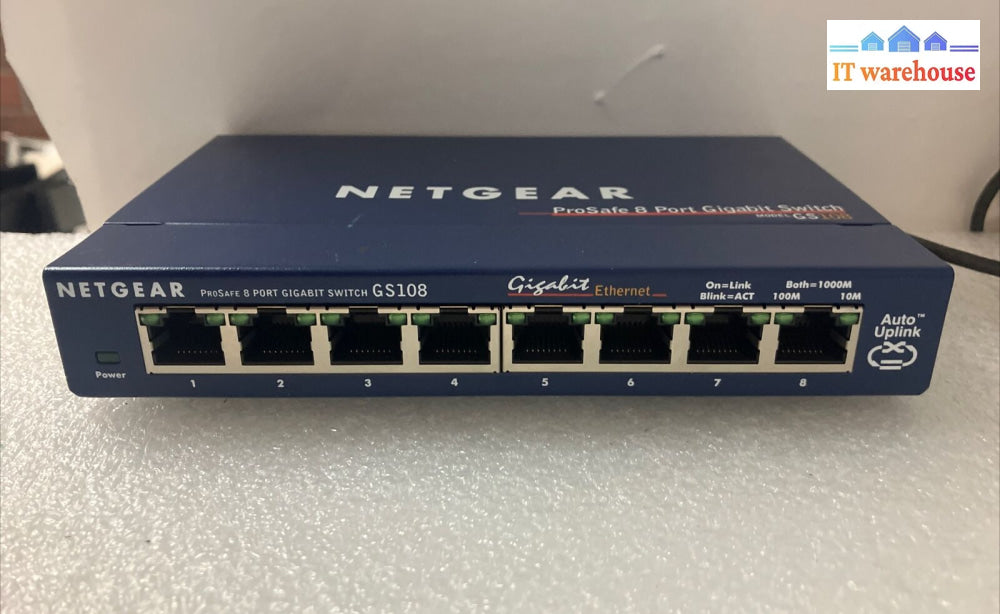 Netgear Prosafe (Gs108 V2) 8-Port Gigabit Ethernet Switch With Power Adapter ~