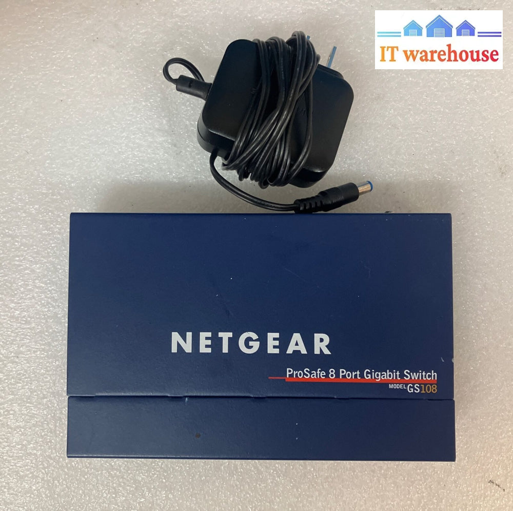 Netgear Prosafe (Gs108 V2) 8-Port Gigabit Ethernet Switch With Power Adapter ~