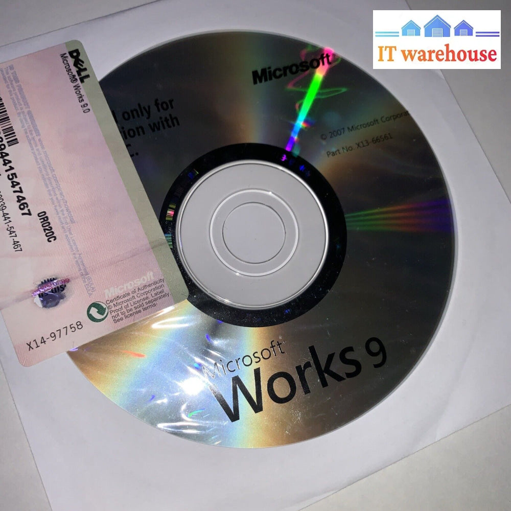 New 2007 Microsoft Works 9 Installation Cd 9.0 X13-66561