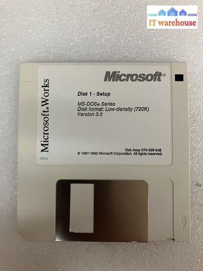 ~ (New) 5X Microsoft Works Ms-Dos Series 720K Low-Density 3.5’ Floppy Diskettes