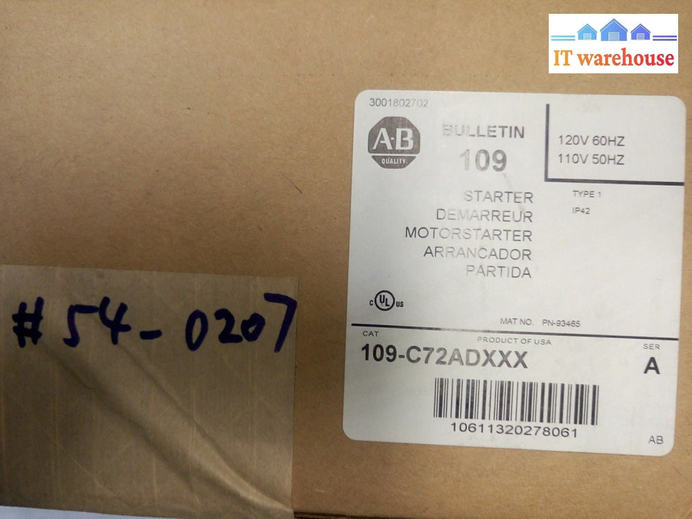 - New Allen Bradley Bulletin 109 Motorstarter Cat 109-C72Adxxx