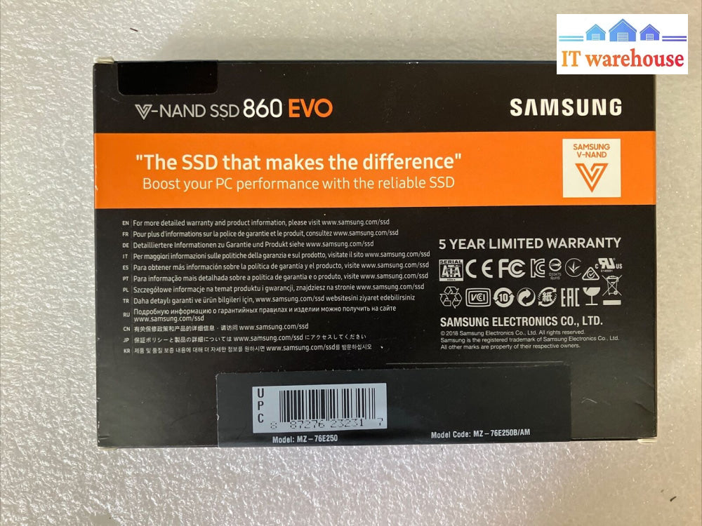 (New And Sealed) Samsung Ssd Mz-76E250 860 Evo 250Gb 2.5’ Sata3 Internal ~