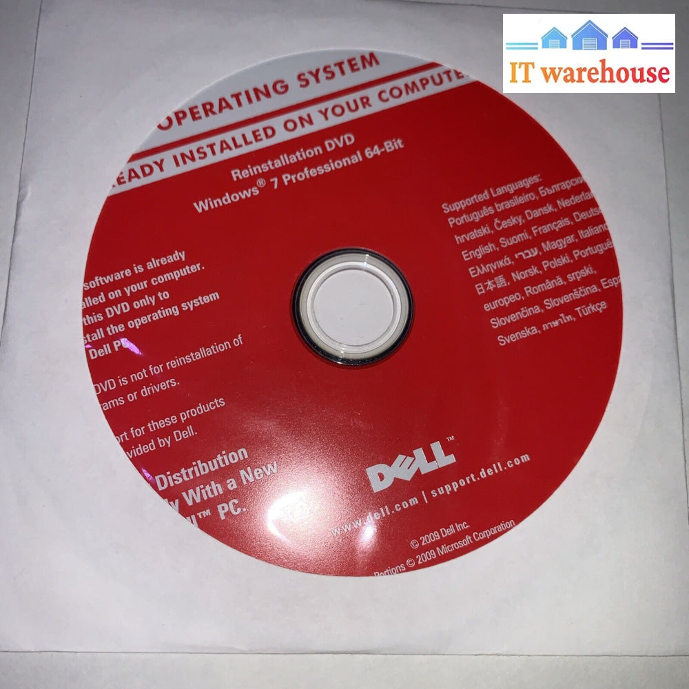 New Dell Windows 7 Professional 64-Bit Os Reinstallation Dvds 0Ghfr0 Ghfr0