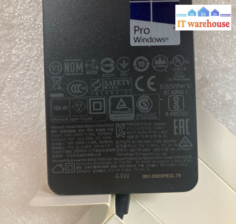 (New) Genuine Microsoft Surface Pro 3 4 5 6 Charger Model 1800 15V 44W ~