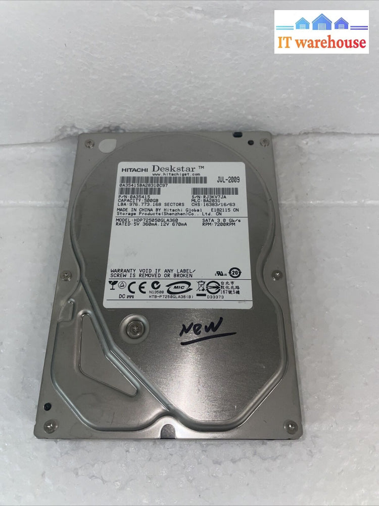 (New) Hitachi Deskstar Hdp725050Gla360 500Gb 3.5’ 7.2K 3.0Gbps Sata Hard Drive