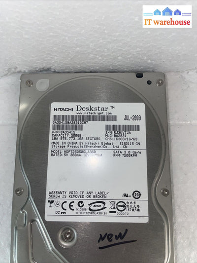 (New) Hitachi Deskstar Hdp725050Gla360 500Gb 3.5’ 7.2K 3.0Gbps Sata Hard Drive